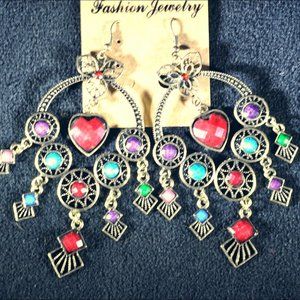 Bohemian vintage style heart shaped earrings